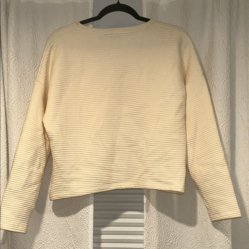Cortefiel Cream Ribbed Top - Picture 4 of 4